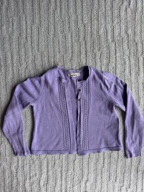 Boden Lavender purple Knit Button-Front Cardigan Sweater size 8-9